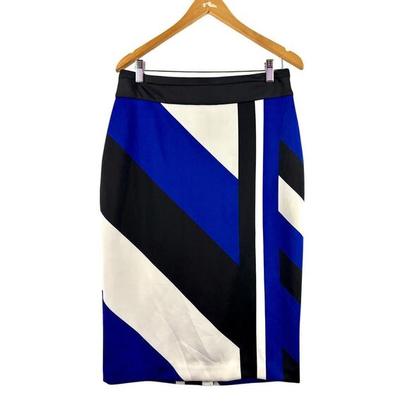 Worthington Pencil Skirt Multicolor Stripe Size 10 Back Slit Women's - Picture 1 of 15